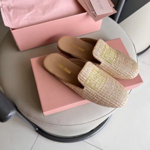 Miu Miu straw ballet shoes
