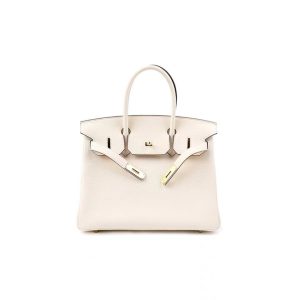 HERMES Hermes Birkin Birkin30 Gold Buckle Strapless Leather Handbag Women's Cream White