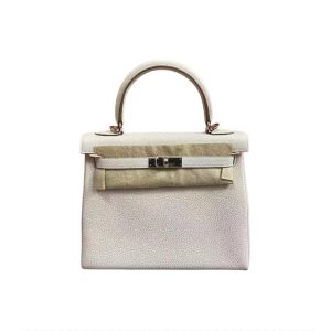 HERMES Hermes Kelly Silver Buckle Togo Leather Kelly Bag Handbag Women's M4 Gris Pale Cream Gray