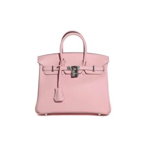 HERMES Birkin 25 Silver Buckle Swift Leather Birkin Handbag Women's 3Q Rose Sakura