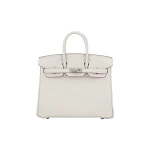 HERMES Birkin 25 Silver Buckle Togo Leather Birkin Handbag Unisex Couple's M4 Gris Pale Cream Gray