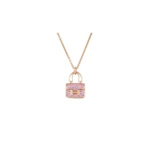 HERMES Hermes Amulettes Constance pendant amulet starry sky pink sapphire Kang Kang 18K rose gold necklace women's