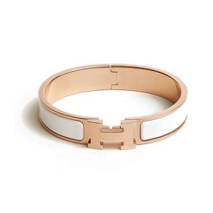 HERMES Hermes Clic Personalized H Style Enamel Bracelet Women's White Gold