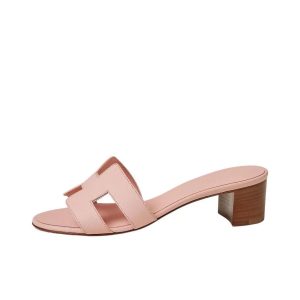 HERMES Oasis calfskin thick heel slip-on 5cm fashion sandals for women multi-color
