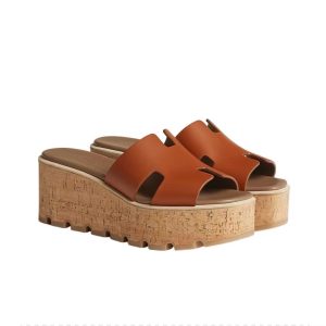 HERMES Eze 30 open toe thick sole fashion sandals 7cm women's brown