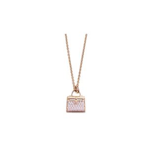 HERMES Hermes Amulettes Kelly Amulet Lock 18K Rose Gold Diamond Necklace Women's Second Generation