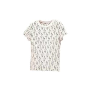 HERMES SS22 All Over Geometric Pattern Printed Round Neck Short Sleeve T-Shirt Women's White