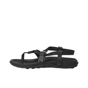 HERMES Hermes calf leather round toe open toe one-strap sandals for women black