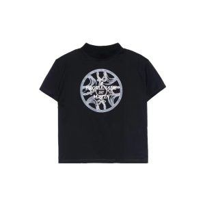 HERMES Hermes Letter Circular Print Casual Short Sleeve SS22 Regular T-shirt Women's Black