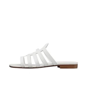 HERMES Leather Patterned Calfskin Fashion Sandals Women's White