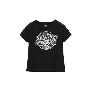 HERMES Hermes SS22 Chest Pattern Printed Round Neck Casual Short Sleeve T-shirt Women's Black and White