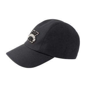 HERMES Hermes letter logo cotton cap unisex couple style black