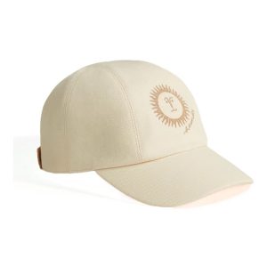 HERMES Embroidered cotton cap for women