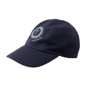 HERMES Davis Sunshine Sunshine Smiley Face Print Cotton Peaked Cap Women's Navy Blue