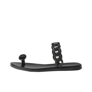HERMES Ios open-toe fashion flip flops for women black