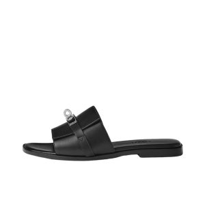 HERMES Giulia open toe buckle fashion sandals for women black