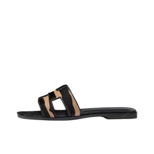 HERMES Hermes Oran Fashion Slippers Sandals Women's Black Brown