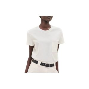 HERMES FW23 solid chest pocket embroidered T-shirt for women white