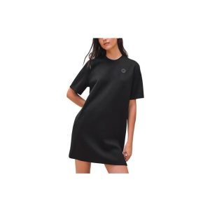 HERMES Hermes embroidered round neck pullover short sleeves drop shoulder sleeves T-shirt women's black