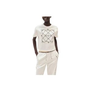 HERMES FW23 Letter Pattern Printed Pullover Short Sleeve T-Shirt Women's White