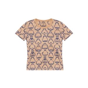 HERMES Hermes Full Pattern Round Neck SS23 Regular T-shirt Women's White Beige
