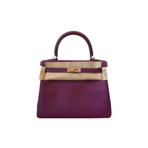HERMES Kelly 25 Light Gold Buckle Swift Calfskin Kelly Bag Handbag Women's P9 Anemone