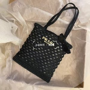 Prada Fashion Braided Bag Black