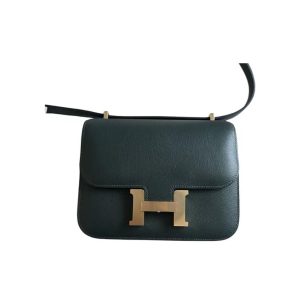 HERMES Constance Concon 19 Light Gold Buckle Evercolor Calfskin Shoulder Crossbody Bag Mini Unisex Couple's AN Titian Green Sage Green