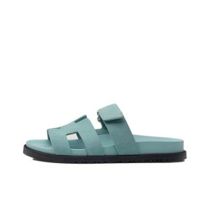HERMES Chypre Slip-On Flat Slippers for Women Aqua
