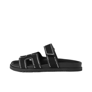 HERMES Hermes Chypre open toe trend rubber sole flip flops women's black
