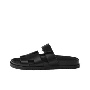 HERMES Chypre functional style pull-on fashionable sandals for women black
