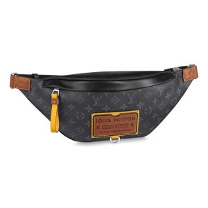 LOUIS VUITTON Discovery Zipper Closure Leather Stitching Waist Bag Regular Men's Black