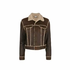 Yves Saint Laurent lapel leather jacket